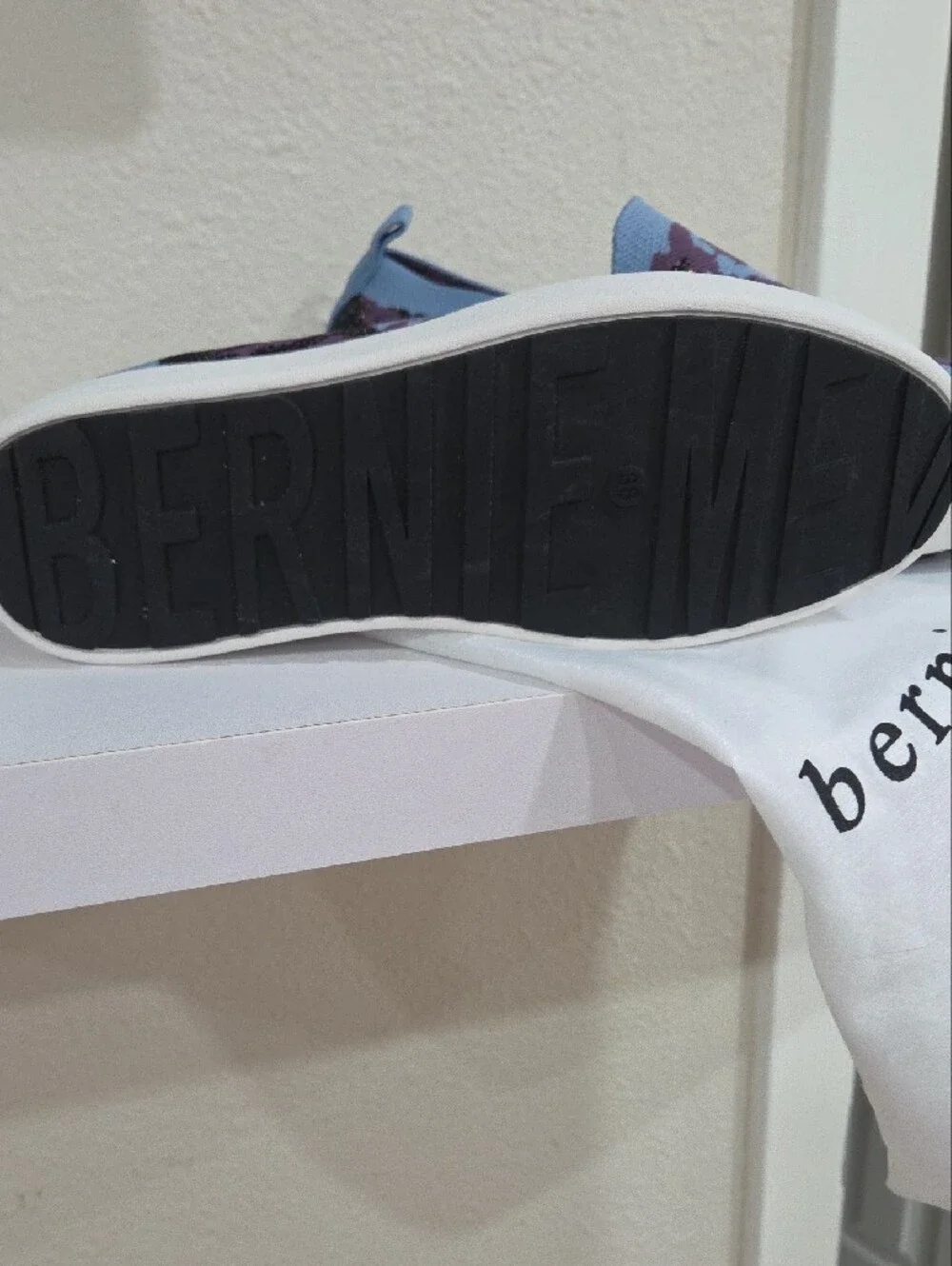 bernie mev. Knit Slip-On Sneakers in Light Blue and Purple Camo